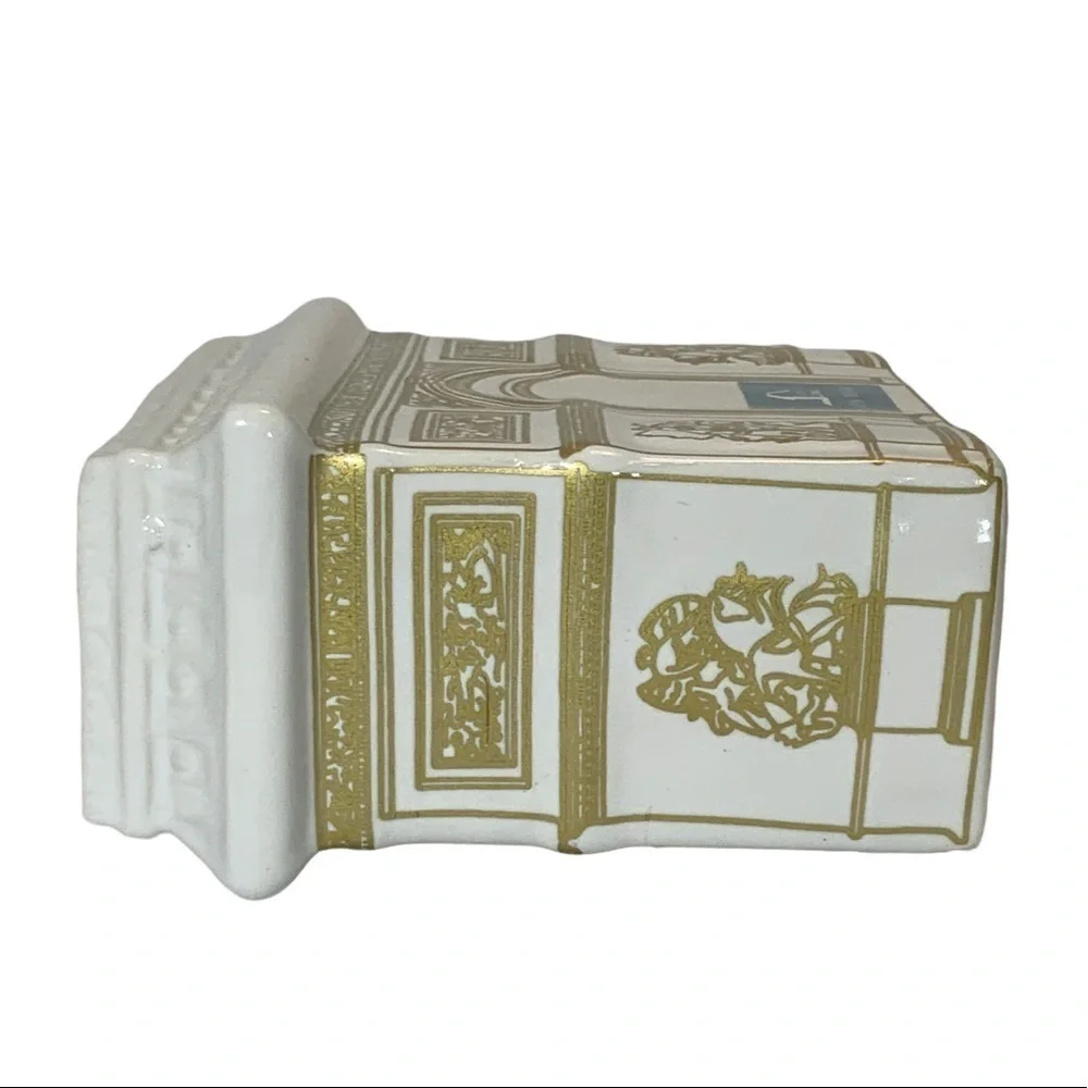 Paris Toothbrush Holder Arc de Triomphe Parisian French Ceramic Decor White Gold